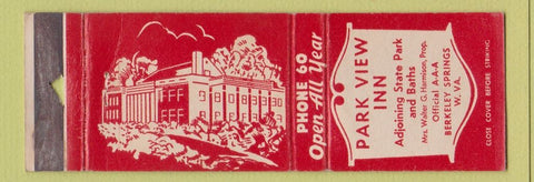 Matchbook Cover - Park View Inn Berkeley Springs WV POOR STRIKER