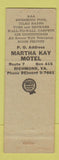 Matchbook Cover - Martha Kay Motel Richmond VA Full Length