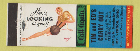 Matchbook Cover - Tim and Ed's Carry Out Mount Vernon OH pinup