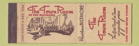 Matchbook Cover - The Town Room Providence Biltmore Hotel RI