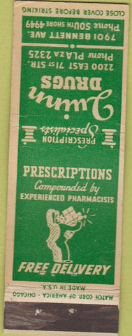 Matchbook Cover - Quinn Drugs NO CITY