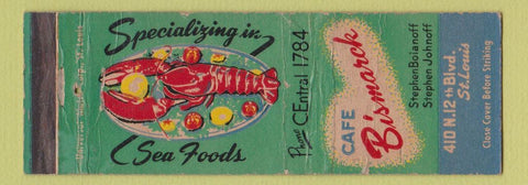 Matchbook Cover - Cafe Bismarck St Louis MO WEAR