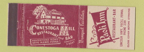 Matchbook Cover - Paoli Inn Restaurant Bar PA Conestoga Restaurant