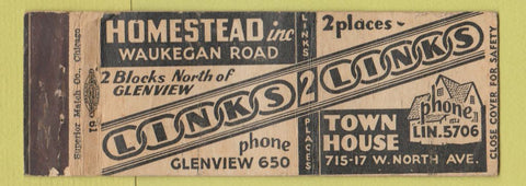 Matchbook Cover - Links Restaurant Glenview IL WEAR