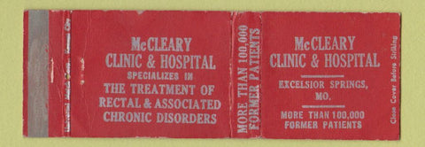 Matchbook Cover - McCleary Clinic and Hospital Excelsior Springs MO WEAR
