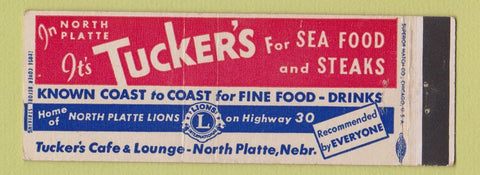 Matchbook Cover - Tucker's Restaurant North Platte NE Lions Club Full Length