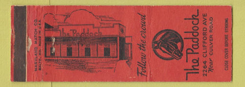 Matchbook Cover - The Paddock Rochester NY WEAR