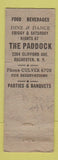 Matchbook Cover - The Paddock Rochester NY WEAR