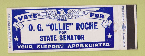 Matchbook Cover - OG Ollie Roche State Senator Election Full Length