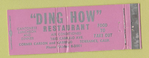 Matchbook Cover - Ding How Chinese Restaurant Torrance CA Full Length