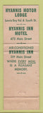 Matchbook Cover - Hyannis Inn Cape Cod MA WEAR