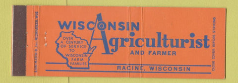 Matchbook Cover - Wisconsin Agriculturist and Farmer Racine WI Full Length