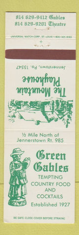 Matchbook Cover - Green Gables Mountain Playhouse Jennerstown PA