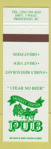 Matchbook Cover - Bromley Station Pub Princeton BC