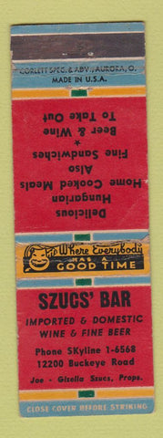 Matchbook Cover - Szucs' Bar WORN