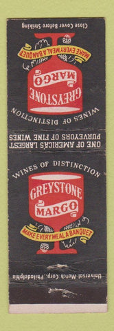 Matchbook Cover - Greystone Margo Wine Philadelphia PA