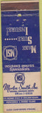 Matchbook Cover - Morton Smith Insurance Providence RI WORN