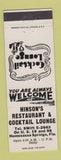 Matchbook Cover - Hinson's Restaurant Homosassa Springs FL