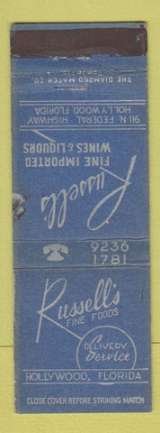 Matchbook Cover - Russell's Liquor Hollywood FL WORN