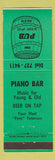 Matchbook Cover - The Pub Piano Bar Duluth MN