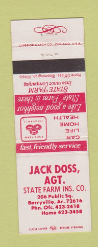 Matchbook Cover - Jack Doss Insurance State Farm Berryville AR