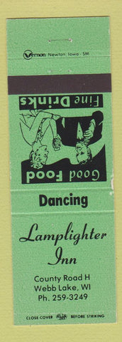 Matchbook Cover - Lamplighter Inn Webb Lake WI GREEN