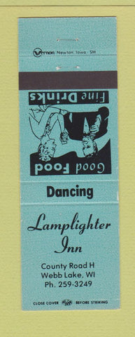 Matchbook Cover - Lamplighter Inn Webb Lake WI TEAL