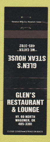 Matchbook Cover - Glen's Steak House Wagoner OK