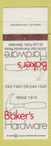 Matchbook Cover - Baker's Hardware Glendale CA