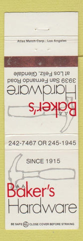 Matchbook Cover - Baker's Hardware Glendale CA