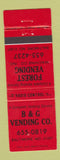 Matchbook Cover - B&B Vending Forest Baltimore MD