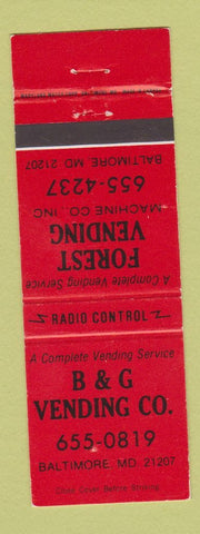 Matchbook Cover - B&B Vending Forest Baltimore MD