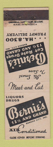 Matchbook Cover - Bernie's Cut Rate Drugs Kansas City MO