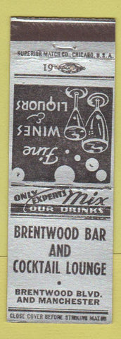 Matchbook Cover - Brentwood Bar and Cocktail Lounge Brentwood MO