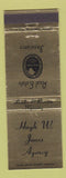 Matchbook Cover - Hugh W Jones Insurance Real Estate Lander Riverton WY