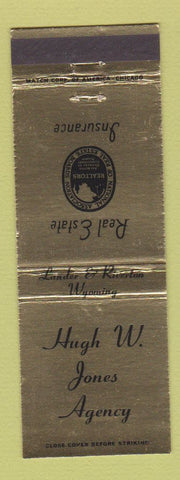 Matchbook Cover - Hugh W Jones Insurance Real Estate Lander Riverton WY