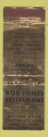 Matchbook Cover - Bob Jones Restaurant Cincinnati OH WEAR