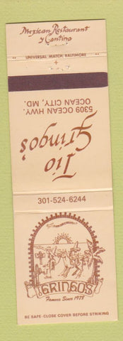 Matchbook Cover - Tio Gringo's Mexican Restaurant Ocean City MD