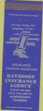 Matchbook Cover - Davidson Insurance Agency Murfreesboro TN