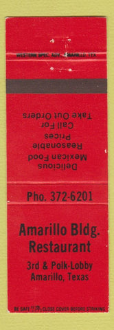 Matchbook Cover - Amarillo Building Restaurant Mexican Food Amarillo TX