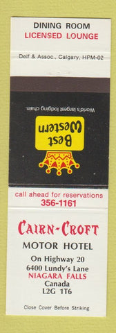 Matchbook Cover - Cairn Croft Motor Hotel Niagara Falls ON Best Western