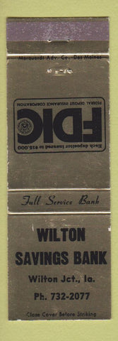 Matchbook Cover - Wilton Savings Bank Wilton Junction IA