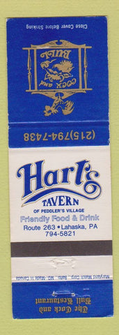 Matchbook Cover - Hart's Tavern Cock and Bull Lahaska PA WEAR