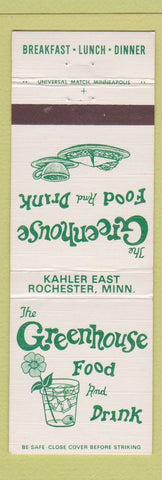 Matchbook Cover - Greenhouse Food and Drink Kahler East Rochester MN