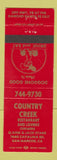 Matchbook Cover - Country Creek Restaurant San Marcos CA