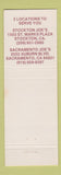 Matchbook Cover - Sacramento Joe's Restaurant CA WEAR