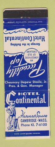 Matchbook Cover - Hotel Continental Cambridge MA WEAR