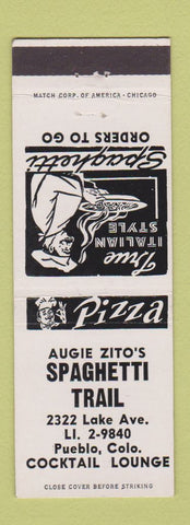 Matchbook Cover - Augie Zito's Spaghetti Trail Pueblo Colorado pizza