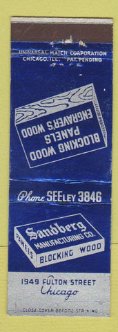 Matchbook Cover - Sandberg Manufacturing Blocking Wood Chicago IL