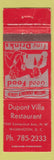Matchbook Cover - Dupont Villa Restaurant Washington DC WEAR